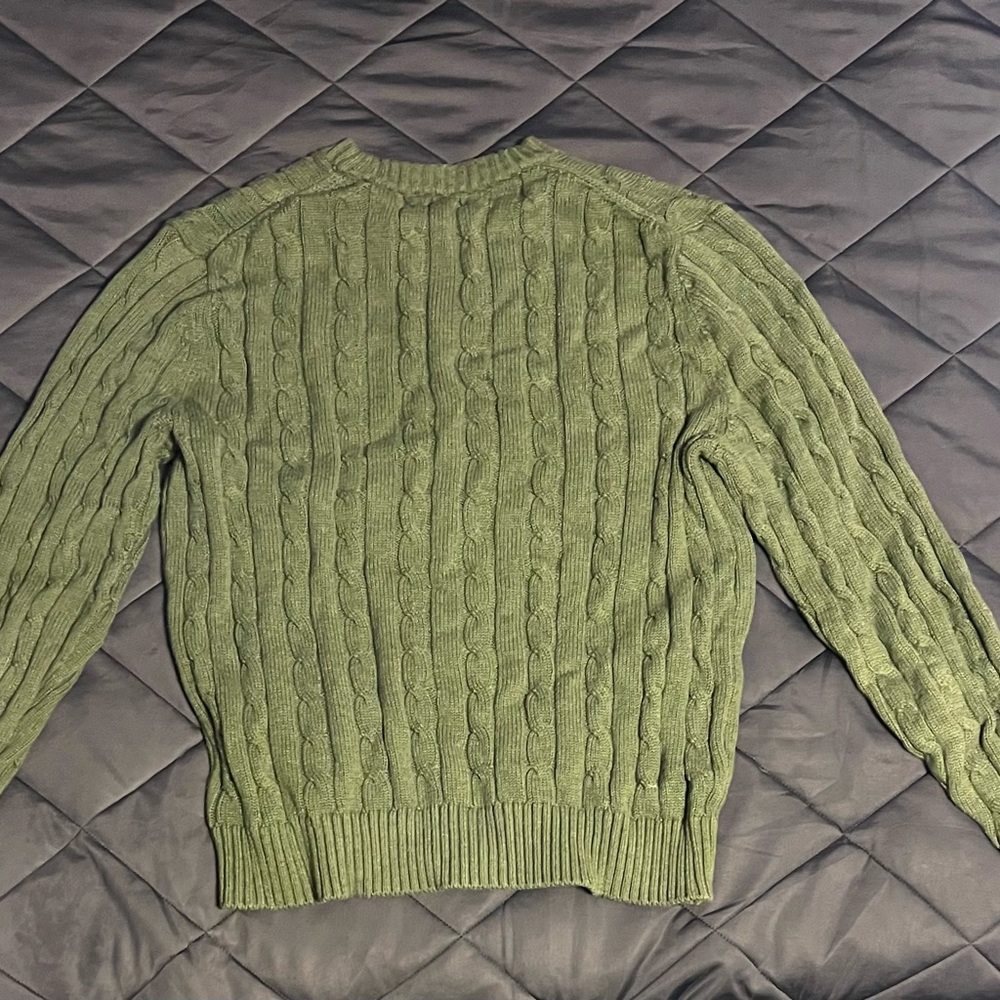 LL Bean Green Cable Knit Sweater
